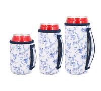 AJLTPA 3 Pack Reusable Can Sleeve with Handle, Abstract Floral China