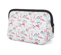 AJLTPA Cosmetic Bag Waterproof Neoprene Zipper Pouch Travel Portable Toiletry Makeup Bags Organizer Case for Women and Girls, Flamingo