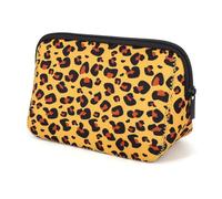 AJLTPA Cosmetic Bag Waterproof Neoprene Zipper Pouch Travel Portable Toiletry Makeup Bags Organizer Case for Women and Girls, Cheetah Print