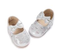 AJMDGW Baby Girls Sequin Glitter Shoes Soft Sole Prewalker Princess Party Dress Crib with Bowknot Headband(I Glitter Silver,3-6 Months)