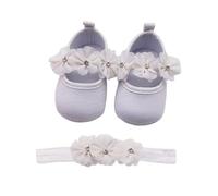 AJMDGW Baby Girls Sequin Glitter Shoes Soft Sole Prewalker Princess Party Dress Crib with Bowknot Headband(W White,12-18 Months)