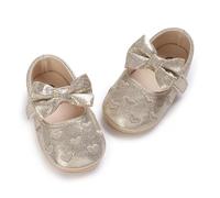 AJMDGW Baby Girls Sequin Glitter Shoes Soft Sole Prewalker Princess Party Dress Crib with Bowknot Headband(I Glitter Gold,3-6 Months)