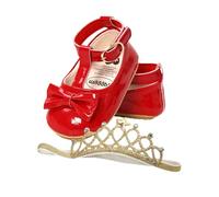 AJMDGW Baby Girls Sequin Glitter Shoes Soft Sole Prewalker Princess Party Dress Crib with Bowknot Headband(Z Red,3-6 Months)