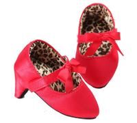 AJMDGW Baby Girls Sequin Glitter Shoes Soft Sole Prewalker Princess Party Dress Crib with Bowknot Headband(X Red High Heel,12-18 Months)