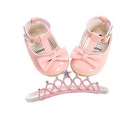 AJMDGW Baby Girls Sequin Glitter Shoes Soft Sole Prewalker Princess Party Dress Crib with Bowknot Headband(Z Pink,0-6 Months)