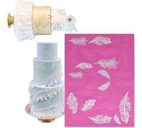AJMDGW Huge 16" sugar edible peacock feather cake silicone Embossing Mat Texture fondant impression lace decorating mold gum paste cupcake topper tool icing candy imprint baking moulds sugarcraft(Edib