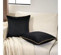 AJMDGW Pack of 2 Luxury Velvet Square Pillow Covers Modern Decorative Pillowcase Soft Solid Cushion Cases for Sofa Bedroom Car Living(Black,24 x 24)
