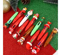 Ajmyonsp 12 Style Christmas Pens Bulk, Multicolor 4 in 1 Christmas Pens, Mini Xmas Tree Wreath Stocking Ballpoint Pen, Stocking Stuffers Cute Winter Pen Bulk for Students, Classmates, 12Pcs
