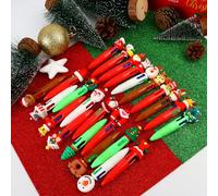 Ajmyonsp 24 Style Christmas Pens Bulk, Multicolor 4 in 1 Christmas Pens, Mini Xmas Tree Wreath Stocking Ballpoint Pen, Stocking Stuffers Cute Winter Pen Bulk for Students, Classmates, 24Pcs
