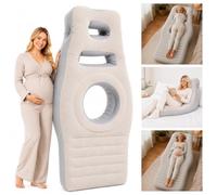 AJOFIEK Inflatable Pregnancy Pillow, Newly Upgraded Multi-Functional Pregnant Woman's Abdominal Hole Full Body Inflatable Bed attress, Waterproof Prone Floating Bed for Pregnant Women (Khaki)