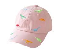 AJOHBM 2-6 Years Children's Dinosaur Baseball Cap Summer Sun Hat for Kids, Unisex Cotton Embroidered UV Protection Hat Golf Baseball Sports Cap Beanie Hat for Boy Girl Baby Infant Toddler Pink
