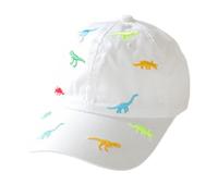 AJOHBM 2-6 Years Children's Dinosaur Baseball Cap Summer Sun Hat for Kids, Unisex Cotton Embroidered UV Protection Hat Golf Baseball Sports Cap Beanie Hat for Boy Girl Baby Infant Toddler White