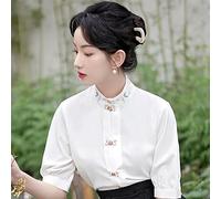 AJOHBM Summer White T-shirt Black Horse Face Skirt Retro Fashion Chinese Traditional Style Improved Hanfu Dress for Women