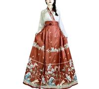 AJOHBM Traditional Outfit for Women Song Ming Dynasty Cross Neck Top + High Waist Horse Face Skirt Improved Mamian Hanfu Set