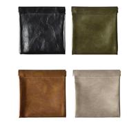 AJOJO 3PCS Small Makeup Bag for Purse, Waterproof No Zipper Self-Closing Portable Snap Pouch, Mini Portable Cosmetic Bags for Women, 2026 New, Black+Charcoal gray+White, Oil Skin Texture:black+dark