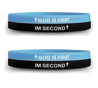 AJORR God Is First Silicone Bracelet - Christian Wristbands with Cross and Bible Verse - Inspirational Faith Gift for Men, Women, and Youth, One Size, Rubber, no gemstone