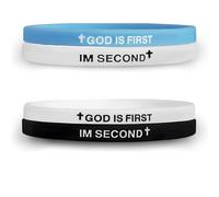 AJORR God Is First Silicone Bracelet - Christian Wristbands with Cross and Bible Verse - Inspirational Faith Gift for Men, Women, and Youth, One Size, Rubber, no gemstone