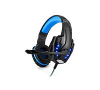 Ajoxx Gaming Headset for PS4 PS5 Xbox One PC Laptop, Over Ear Wired Headphones with Noise Cancelling Mic, 40mm Stereo Sound Drivers, Soft Memory Earmuffs, 2.1m Braided Cable - Blue & Black