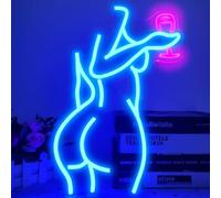 Ajoyferris Lady Back Neon Sign, Blue, 16x11 inches, LED, Acrylic, Rectangular, Woman Theme, Glam Style, Home Bars, Business Bars, Bedrooms, Parties, Decorative Signage