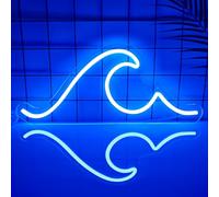 Ajoyferris Wave Neon Sign For Wall Decor Dimmable Led Neon Wave Sign Night Lights Led Wave Sign Ocean Neon Sign for Living Room Bedroom Office Bar Birthday Party Christmas Gift(16.5x7inch,Blue)