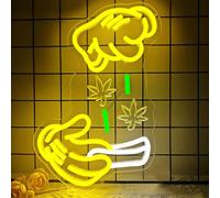 Ajoyferris Weed Neon Sign Dimmable Green Leaf Neon Signs for Wall Decor Holding Led Sign Glove Neon Lights for Bedroom Man Cave Bar Decoration Stoner Gifts