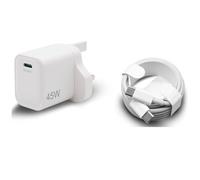 AJP@ New USB-C Replacement For Acer CHROMEBOOK CB315-3H-C8ET Laptop Tablet Power Delivery Adapter Charger 45W Type-C Quick Charging White UK Wall Plug Adaptor PSU + Type-C Cable