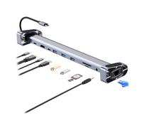 AJPARTS UK 10-in-1 USB C Docking Station Stand, 4K HDMI, 100W PD, USB 3.0, Ethernet, SD TF for MACBOOK Pro Air, Dell XPS, ThinkPad, HP EliteBook, Surface, IPAD Pro, Galaxy Tab, Chromebook