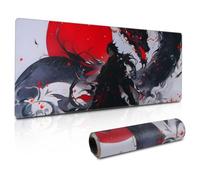 AJPARTS UK Extended Gaming Mouse Mat XXL - Anime Samurai Dragon Design - Large Desk Pad 800x300mm - Non-Slip Rubber Base, Stitched Edges - Mousepad for PC, Keyboard & RGB Setup