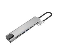 AJPARTS UK USB C Hub 8 in 1 Multiport Adapter, 4K HDMI, USB 3.0, SD/TF, RJ45, PD Charging Dock Compatible with Mac book Air/Pro, for Dell, HP, for Lenovo, ASUS, Chromebooks Laptop & PC