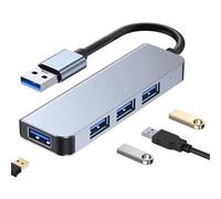 AJPARTS UK USB Hub 4 Port USB 3.0 5Gbps, Aluminium USB Splitter Compatible with Mac book, for Dell XPS, HP Pavilion, for Lenovo ThinkPad, ASUS Laptop, PC, Keyboard & Mouse