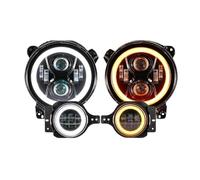 AJQBRMB Car Front Headlight Blister For Jeep For Wrangler JL 2018 2019 2020 2021 2022 9Inch LED Headlights & 4Inch Fog Lights With Integrated DRL Turn Signal Low High Beam Ring