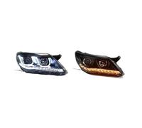 AJQBRMB Car Front Headlight Blister For VW For Tiguan 2007 2008 2009 2010-2012 Car Styling LED Headlight DRL Fog Lamp Turn Signal Light Low And High Beam Angel Eyes Projector Lens