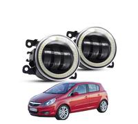 AJQBRMB Headlight 2 X Angel Eye Fog Light Assembly For Opel For Corsa D Hatchback 2007-2015 Car LED Lens Fog Daytime Running Lamp DRL 30W H11 12V Front Lamp Assembly(White and White)