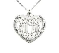 AJ's Collection Big Lovie Dovie Personalized Heart Name Necklace. Customize The Three Initial Monogram and Names Surrounding it. Choice of 925 Chains
