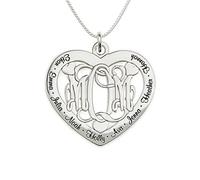 AJ's Collection Big Lovie Dovie Personalized Heart Name Necklace. Customize The Three Initial Monogram and Names Surrounding it. Choice of 925 Chains