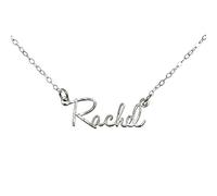 AJ's Collection Sterling Silver Hammered Personalized Custom Name Necklace Up To 9 Characters in 925, Rose Gold Over 925, or 14k Gold Plate over 925 (14, sterling-silver)