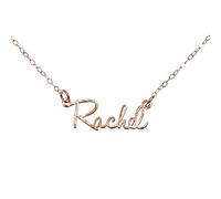 AJ's Collection Sterling Silver Hammered Personalized Custom Name Necklace Up to 9 Characters in 925, Rose Gold Over 925, or 14k Gold Plate Over 925 (24, Rose-Gold-and-Sterling-Silver)