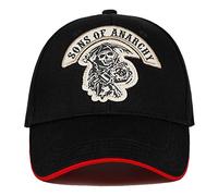 AJSJ Baseball Cap Soa Sons Of Anarchy Skull Embroidery Casual Fashion Racing Motorcycle Sport,Black 1
