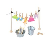 AJTUTUS Childrens Wooden Hanging Clothes Play Set 21Pieces for Interactive Pretend Play and Skill Building Imaginative Cleaning Toy