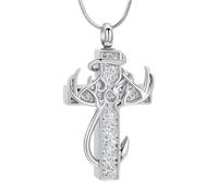 AJTUTUS Cremation Necklace with Secret Storage Compartment, Silver