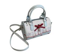 AJTUTUS Stylish Dot Shoulder Bag With Bows Decors Detachable Strap Spacious Compartment Practical PU Handheld Purse
