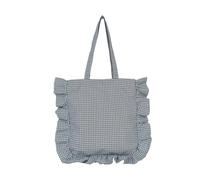 AJTUTUS Trendy Checkered Shoulder Bag With Ruffle Detail Practical Fabric Spacious Compartments Handbag For Daily Use