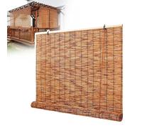 AJTXCSFOQL Blackout Bamboo Blinds, Outdoor Bamboo Roll up Shades,Waterproof Cordless Roller Blind with Lifter,90 120 150 180 200 165 280 Long Retro Window Shade for Home Patio Porch(W130cm x H150cm)