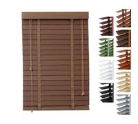 AJTXCSFOQL Venetian Blinds for Indoor Windows, 5cm Slats Horizontal Wood Blinds Shades, Custom Size Wide 120 130 70 80 95 105 60 50 45 155 165 Blackout Privacy Blind for Office Bathroom(Brown)