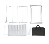 AJUNJIIL Camp Grill Grate, for Stainless Steel, Foldable, Lightweight, Silver, Scratch Resistant, Easy Cleaning, Barbecue Grill for Beach
