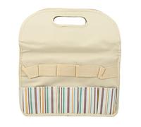 AJUNJIIL for Garden Tool Tote Bag, Premium 600D Oxford Cloth with PE Board Handle, External Deep Pockets, Large Storage for Gardening Tools Accessories (Beige with Color Stripe)