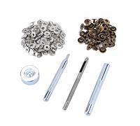 AJUNJIIL For Leathercraft, 10mm Metal Push Button, 30Pcs Leather Tool Set For Fabric Bags (Buttons 15 silver + 15 bronze)