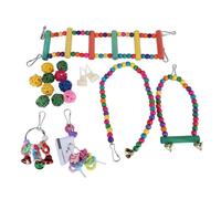 AJUNJIIL for Parrot Swing, for Bird Cage Hanging Toys, 17Pcs Chewing Toys Set with Hammock, Ladder, Rattan Balls, Rope Perch, Standing Gym for Small Birds