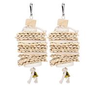 AJUNJIIL For Parrots Bird Chew Toys, For Small Medium Large Birds, Cuttlefish Bone Calcium, Corn Husk Loofah, Biting Climbing Toys, String Pendant Foraging, 2Pcs Set