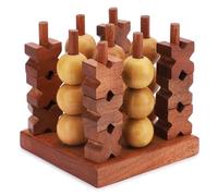 Ajuny 3D Wooden Tic Tac Toe Board Game for Indoor, Outdoor, Travel Rustic Coffee Table Decor Games for All Ages Strategy 2 Players Night, Family Game